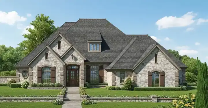 French Country house plans 8-755 - front exterior, 2,778 sq ft, 4 bed, 3 bath house plans | Monster House Plans