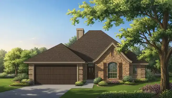 European house plans 8-766 - front exterior, 1,416 sq ft, 3 bed, 2 bath house plans | Monster House Plans