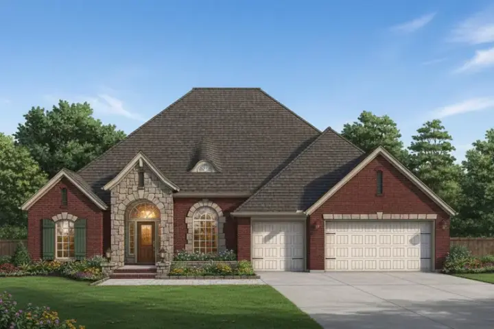 European house plans 8-800 - front exterior, 2,455 sq ft, 4 bed, 3 bath house plans | Monster House Plans