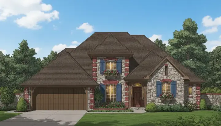 English Country house plans 8-802 - front exterior, 2,538 sq ft, 4 bed, 3 bath house plans | Monster House Plans