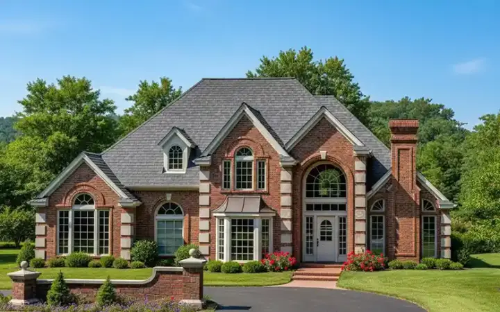 European house plans 8-815 - front exterior, 3,054 sq ft, 4 bed, 3 bath house plans | Monster House Plans
