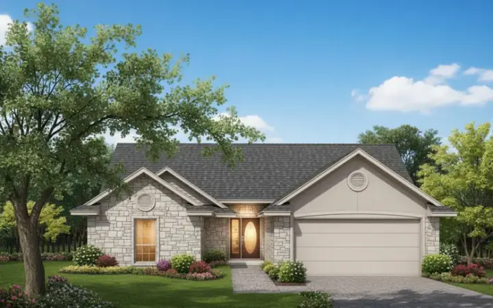 Traditional house plans 8-876 - front exterior, 1,225 sq ft, 3 bed, 2 bath house plans | Monster House Plans