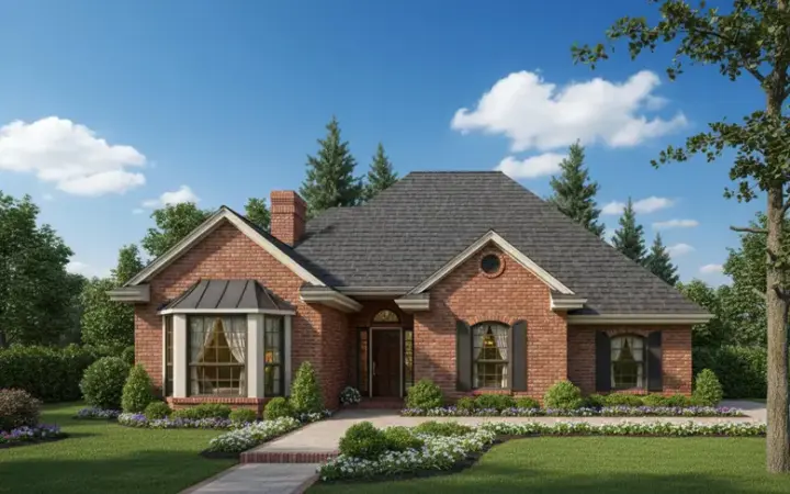 Traditional house plans 8-882 - front exterior, 1,525 sq ft, 3 bed, 2 bath house plans | Monster House Plans