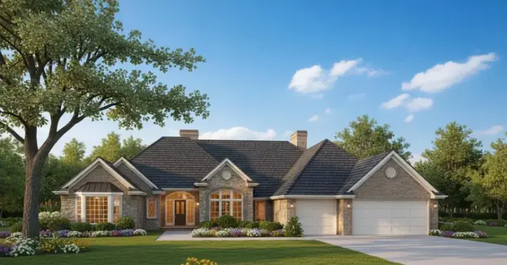 Traditional house plans 8-931 - front exterior, 3,401 sq ft, 4 bed, 3 bath house plans | Monster House Plans