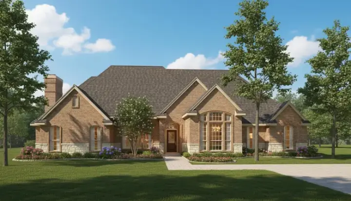 Traditional house plans 8-934 - front exterior, 3,591 sq ft, 4 bed, 3 bath house plans | Monster House Plans