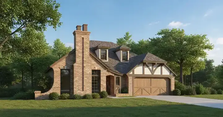 English Country house plans 8-942 - front exterior, 1,500 sq ft, 3 bed, 2 bath house plans | Monster House Plans