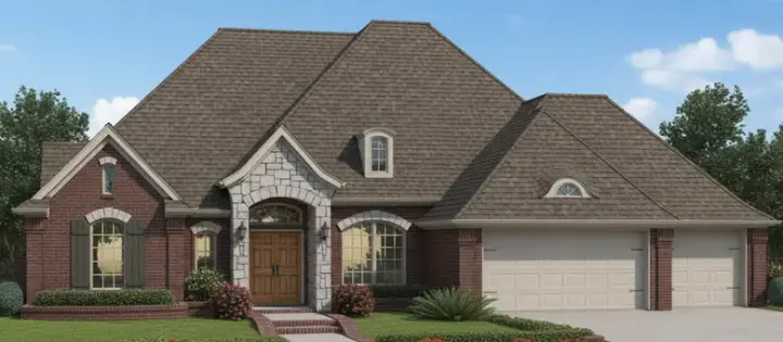 European house plans 8-982 - front exterior, 2,282 sq ft, 4 bed, 3 bath house plans | Monster House Plans