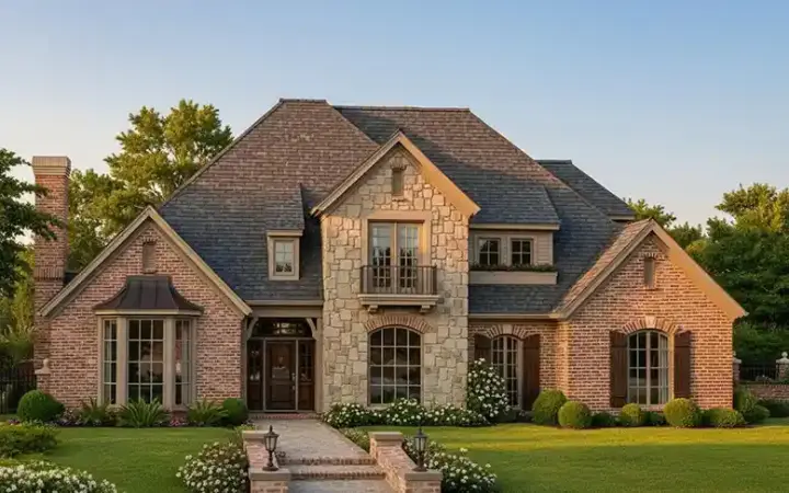 European house plans 8-987 - front exterior, 2,793 sq ft, 4 bed, 3 bath house plans | Monster House Plans