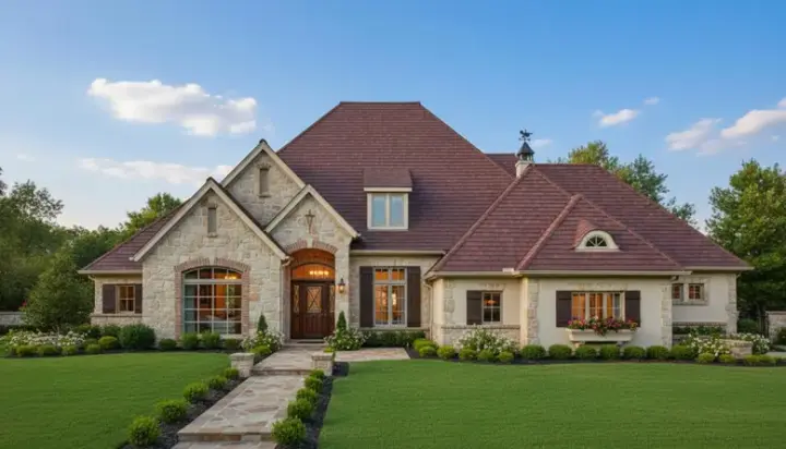 European house plans 8-990 - front exterior, 2,790 sq ft, 4 bed, 3 bath house plans | Monster House Plans