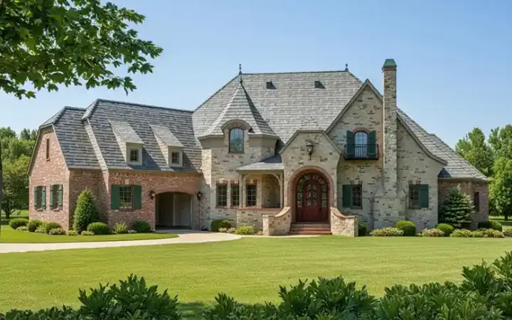 French Country house plans 80-105 - front exterior, 4,685 sq ft, 5 bed, 4 bath house plans | Monster House Plans