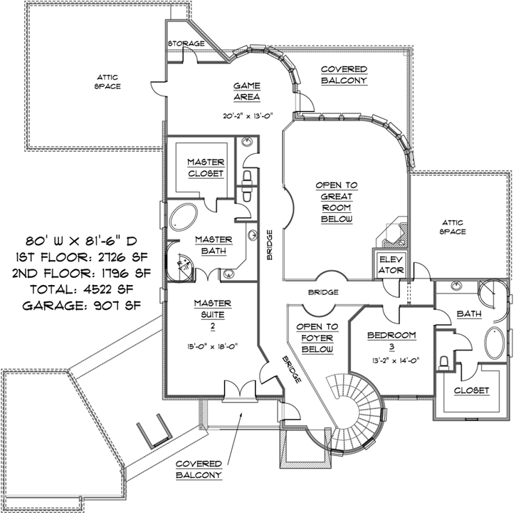 Upper/Second Floor Plan: 80-106