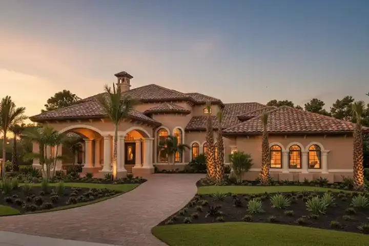 Sunbelt house plans 81-111 - front exterior, 5,042 sq ft, 4 bed, 5 bath house plans | Monster House Plans