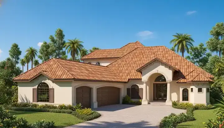 Mediterranean house plans 81-125 - front exterior, 5,113 sq ft, 4 bed, 4 bath house plans | Monster House Plans