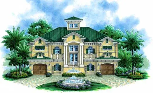 Coastal house plans 82-108 - front exterior, 3,396 sq ft, 4 bed, 3 bath house plans | Monster House Plans