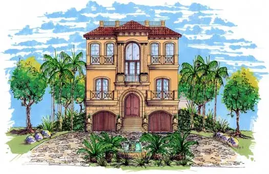 Mediterranean house plans 82-109 - front exterior, 2,664 sq ft, 3 bed, 3 bath house plans | Monster House Plans