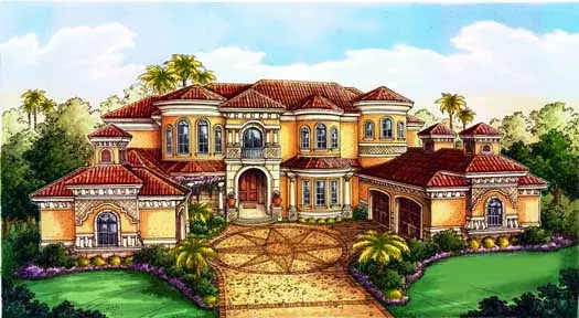 Mediterranean house plans 82-111 - front exterior, 6,812 sq ft, 5 bed, 4 bath house plans | Monster House Plans