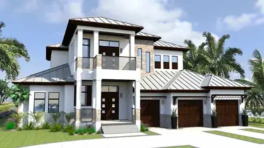 Coastal house plans 82-117 - front exterior, 4,260 sq ft, 4 bed, 4 bath house plans | Monster House Plans