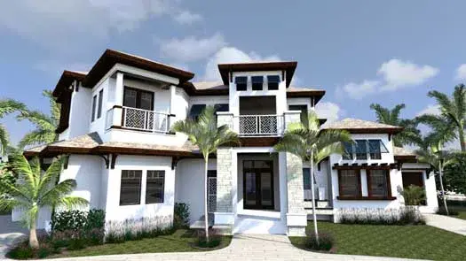 Coastal house plans 82-123 - front exterior, 6,001 sq ft, 5 bed, 6 bath house plans | Monster House Plans