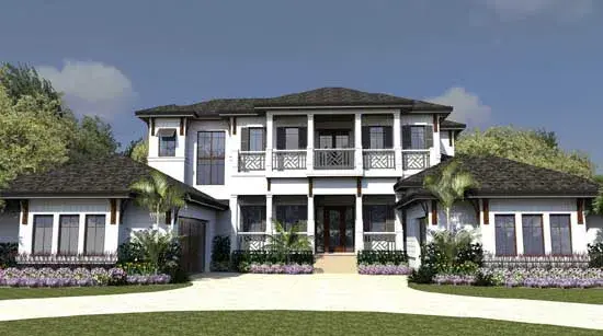 Coastal house plans 82-124 - front exterior, 4,940 sq ft, 4 bed, 4 bath house plans | Monster House Plans