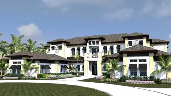 Sunbelt house plans 82-128 - front exterior, 7,117 sq ft, 4 bed, 4 bath house plans | Monster House Plans