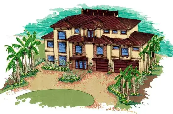 Florida house plans 82-133 - front exterior, 4,230 sq ft, 4 bed, 3 bath house plans | Monster House Plans