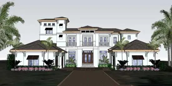 Florida house plans 82-134 - front exterior, 5,093 sq ft, 4 bed, 5 bath house plans | Monster House Plans