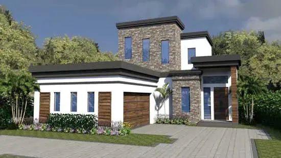 Modern house plans 82-139 - front exterior, 2,583 sq ft, 3 bed, 3 bath house plans | Monster House Plans
