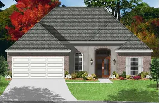 Mediterranean house plans 83-102 - front exterior, 1,371 sq ft, 3 bed, 2 bath house plans | Monster House Plans