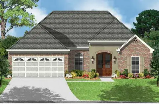 Mediterranean house plans 83-103 - front exterior, 1,371 sq ft, 3 bed, 2 bath house plans | Monster House Plans