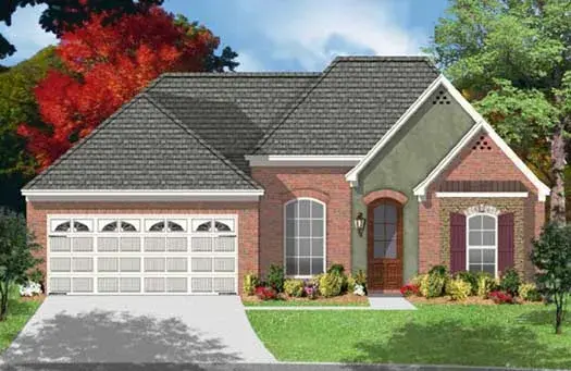 Mediterranean house plans 83-109 - front exterior, 1,478 sq ft, 3 bed, 2 bath house plans | Monster House Plans