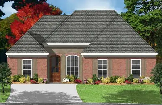 European house plans 83-110 - front exterior, 1,417 sq ft, 3 bed, 2 bath house plans | Monster House Plans