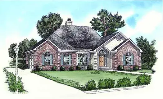 European house plans 83-115 - front exterior, 1,538 sq ft, 3 bed, 2 bath house plans | Monster House Plans