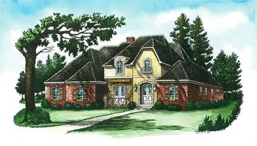 French Country house plans 83-126 - front exterior, 2,630 sq ft, 4 bed, 3 bath house plans | Monster House Plans