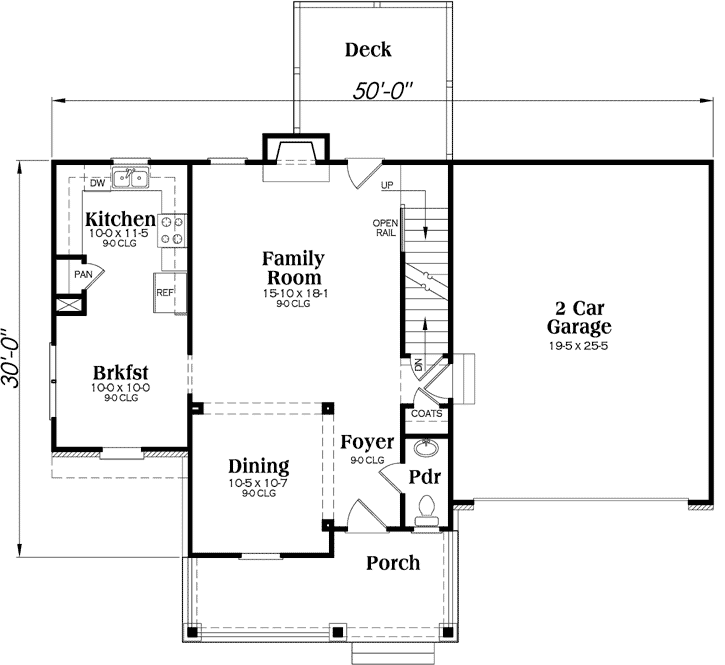 Country House Plan 3 Bedrooms, 2 Bath, 1582 Sq Ft Plan