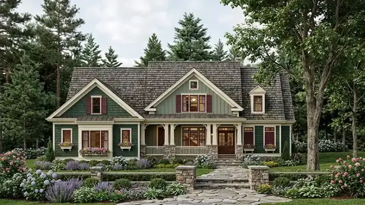 Craftsman house plans 85-1002 - front exterior, 3,325 sq ft, 4 bed, 4 bath house plans | Monster House Plans