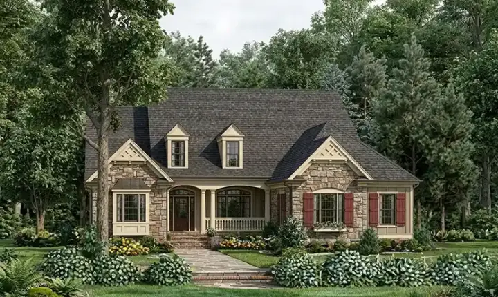 Cottage house plans 85-1069 - front exterior, 3,020 sq ft, 4 bed, 3 bath house plans | Monster House Plans
