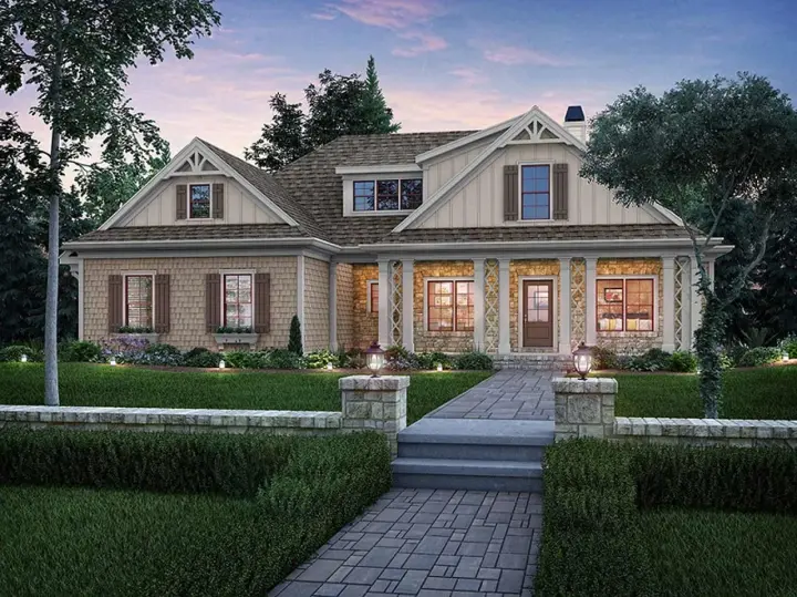 Craftsman house plans 85-107 - front exterior, 2,295 sq ft, 4 bed, 3 bath house plans | Monster House Plans