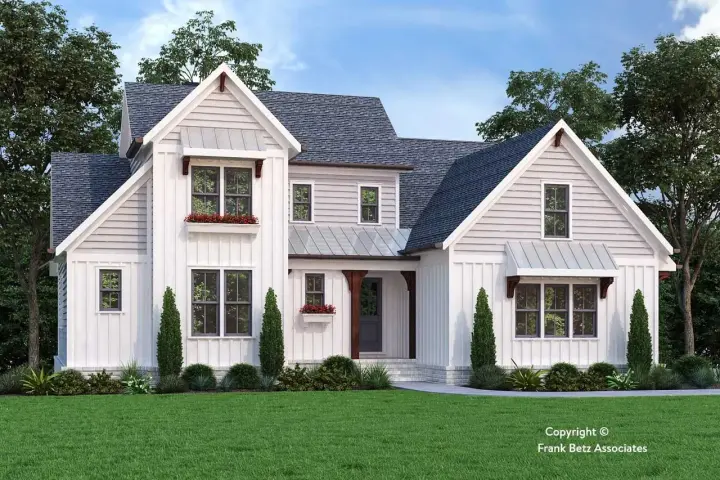Modern Farmhouse house plans 85-1073 - front exterior, 2,575 sq ft, 4 bed, 4 bath house plans | Monster House Plans