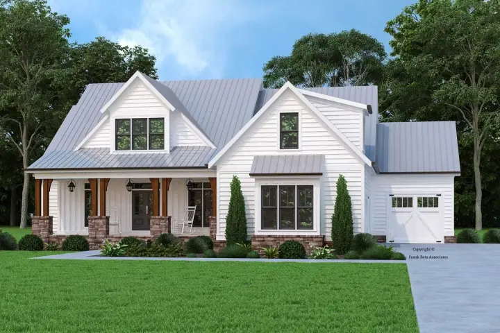 Modern Farmhouse house plans 85-1074 - front exterior, 2,732 sq ft, 4 bed, 3 bath house plans | Monster House Plans
