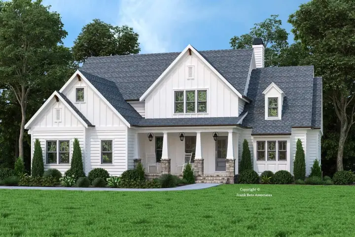 Modern Farmhouse house plans 85-1075 - front exterior, 3,009 sq ft, 4 bed, 4 bath house plans | Monster House Plans