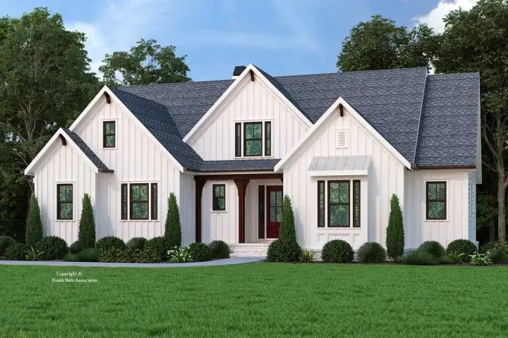 Modern Farmhouse house plans 85-1077 - front exterior, 2,852 sq ft, 4 bed, 3 bath house plans | Monster House Plans
