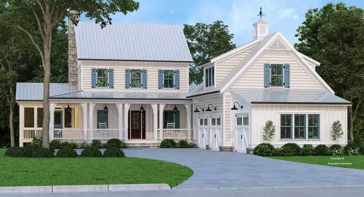Modern Farmhouse house plans 85-1083 - front exterior, 2,551 sq ft, 4 bed, 3 bath house plans | Monster House Plans