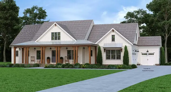 Modern Farmhouse house plans 85-1095 - front exterior, 3,059 sq ft, 5 bed, 4 bath house plans | Monster House Plans