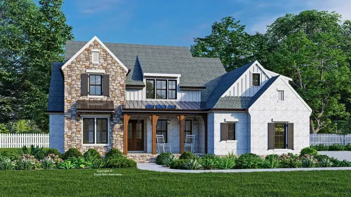 Modern Farmhouse house plans 85-1098 - front exterior, 2,804 sq ft, 4 bed, 3 bath house plans | Monster House Plans