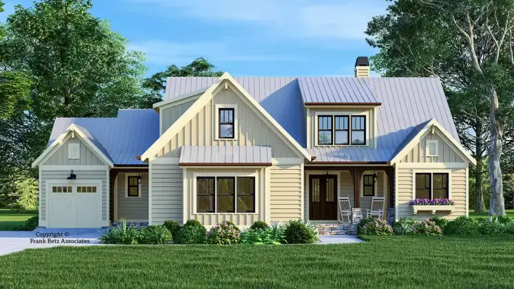 Modern Farmhouse house plans 85-1101 - front exterior, 2,205 sq ft, 4 bed, 3 bath house plans | Monster House Plans