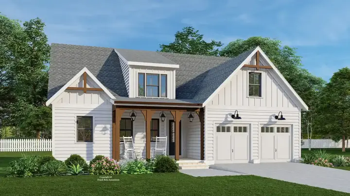 Modern Farmhouse house plans 85-1109 - front exterior, 1,627 sq ft, 3 bed, 2 bath house plans | Monster House Plans