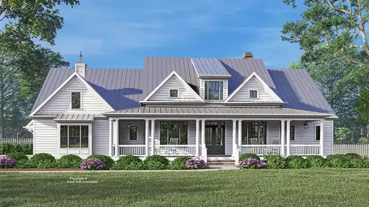 Modern Farmhouse house plans 85-1119 - front exterior, 3,383 sq ft, 3 bed, 2 bath house plans | Monster House Plans
