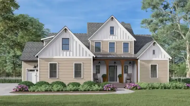 Modern Farmhouse house plans 85-1126 - front exterior, 2,776 sq ft, 4 bed, 3 bath house plans | Monster House Plans