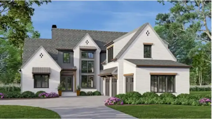 New American house plans 85-1128 - front exterior, 3,560 sq ft, 4 bed, 4 bath house plans | Monster House Plans