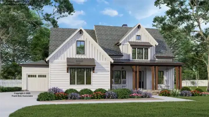 Modern Farmhouse house plans 85-1142 - front exterior, 3,359 sq ft, 4 bed, 3 bath house plans | Monster House Plans
